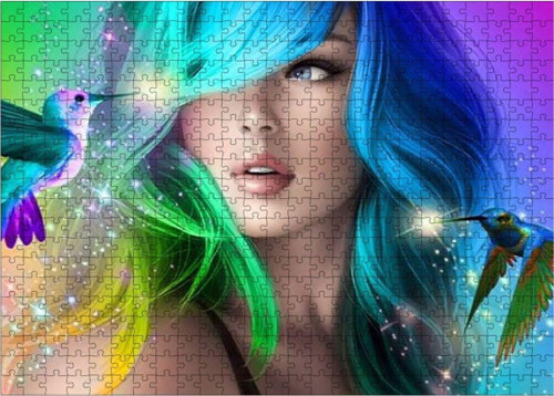 Ahşap Mdf Puzzle Yapboz Anime Kız Ve Kuşlar 500 Parça 50*70 Cm