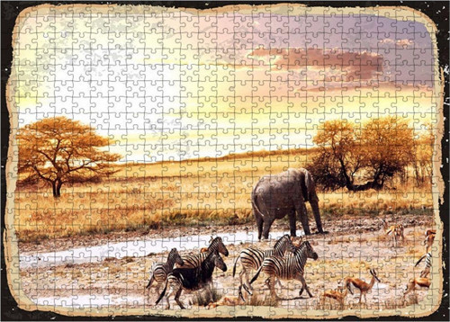 Ahşap Mdf Puzzle Yapboz Afrika Doğal Hayatı 500 Parça 50*70 Cm