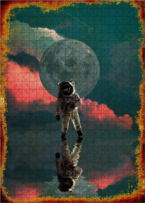 Ahşap Mdf Puzzle Yapboz Astronotun Uzay Yürüyüşü 500 Parça 50*70 Cm