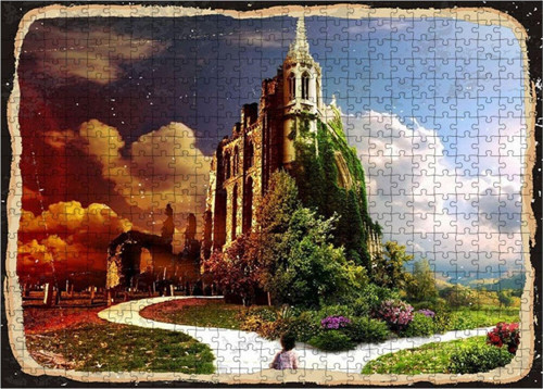Ahşap Mdf Puzzle Yapboz Ağaçlı Şato 500 Parça 50*70 Cm
