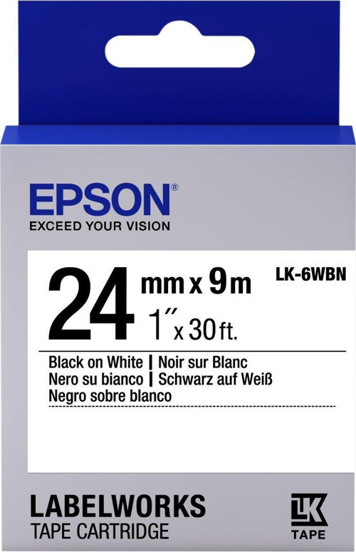 LK-6WBVN Siyah Üzeri Beyaz 24MM 7Metre Etiket
