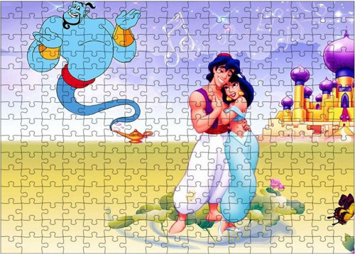 Ahşap Mdf Puzzle Yapboz Aladdin Ve Jasmin 255 Parça 35*50 Cm