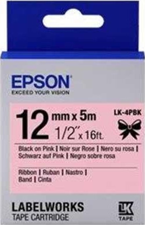 LK-4PBK Siyan Üzeri Pembe 12MM 5Metre Etiket