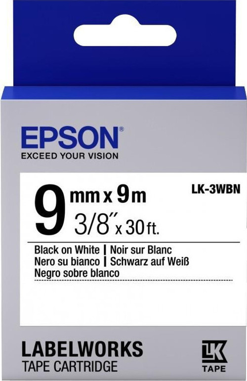 LK-3WBw Strong Siyah Üzeri Beyaz 9MM 9Metre Etiket