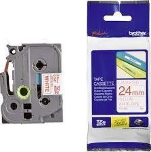 TZE-252 24 mm Beyaz Üzeri Kırmızı Laminasyonlu Etiket