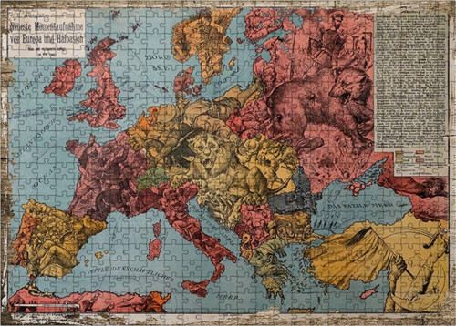 Ahşap Mdf Puzzle Yapboz Avrupa Haritası 500 Parça 50*70 Cm