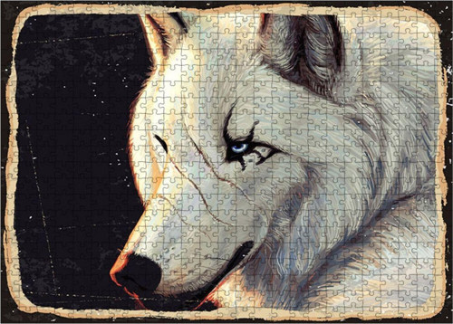 Ahşap Mdf Puzzle Yapboz Beyaz Kurt 500 Parça 50*70 Cm