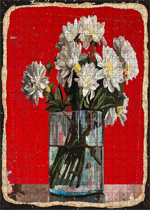 Ahşap Mdf Puzzle Yapboz Beyaz Papatyalar 500 Parça 50*70 Cm