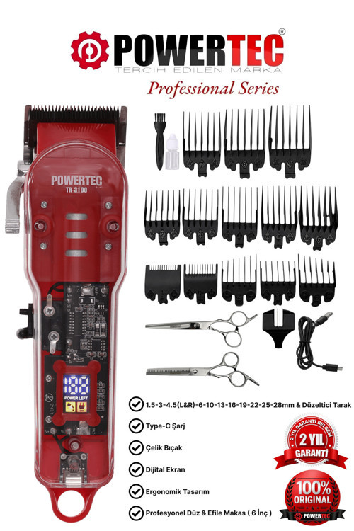 TR-3100 Profesyonel Şarjlı Saç Sakal Tıraş Makinesi ( 9100 RPM )