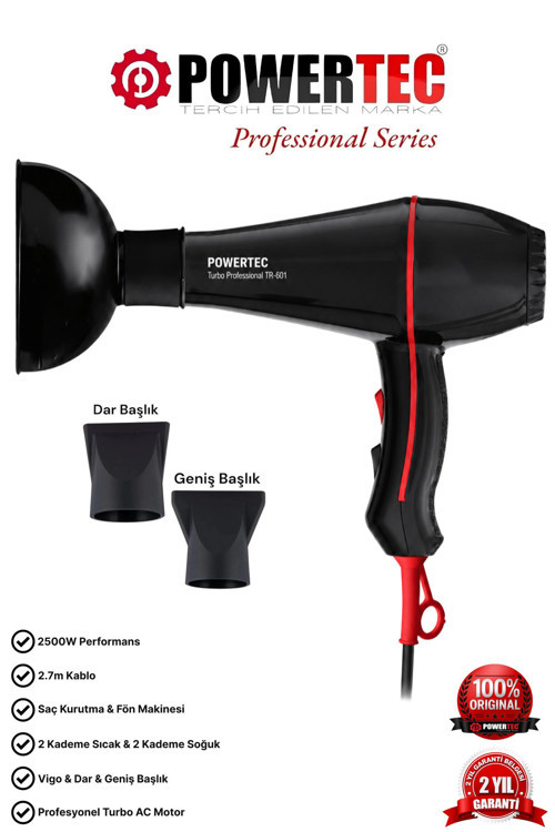 Tr-601 + Vigo Başlık Profesyonel Saç Kurutma & Fön Makinesi( Kuaförlerin Tercihi)