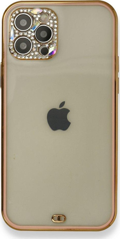 Apple iPhone 12 Pro Kılıf Modern Tasarım Darbelere Karşı Korumalı Taşlı Liva Silikon Kapak