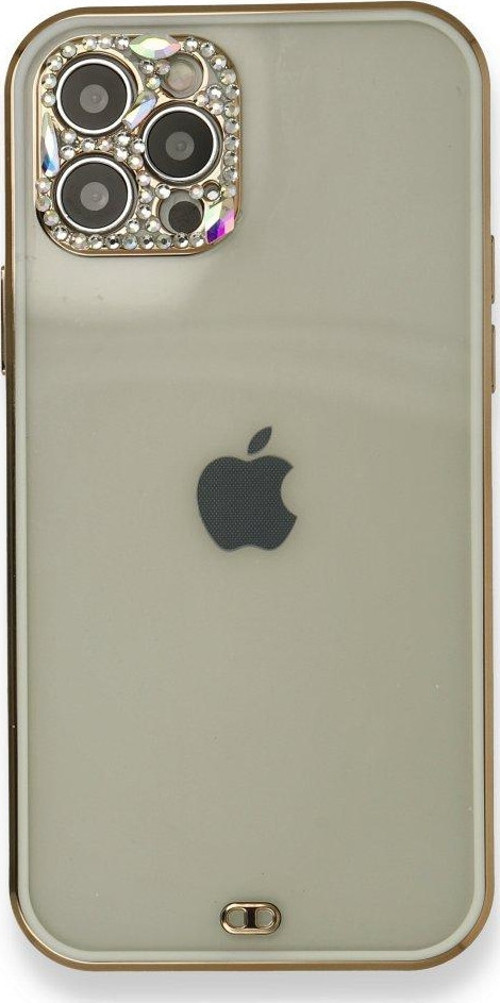 Apple iPhone 12 Pro Kılıf Modern Tasarım Darbelere Karşı Korumalı Taşlı Liva Silikon Kapak