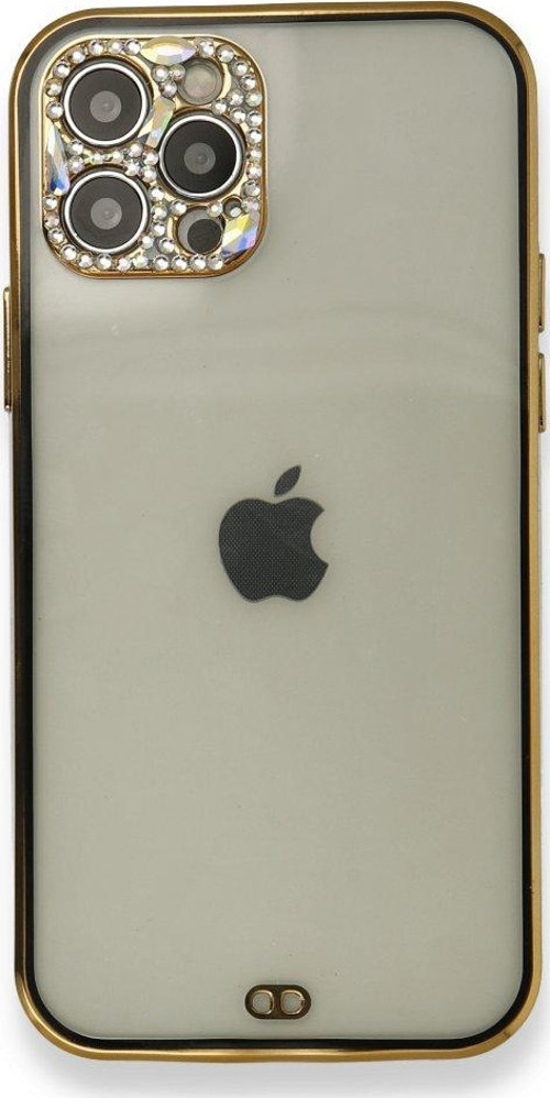 Apple iPhone 12 Pro Kılıf Modern Tasarım Darbelere Karşı Korumalı Taşlı Liva Silikon Kapak