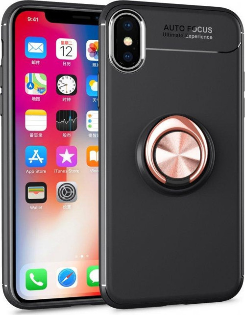 Apple iPhone XS Max Kılıf Yatay ve Dikey Stand Özellikli içi Petekli Yüzüklü Silikon Range Kapak