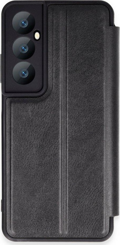 Realme C65 Kılıf Yatay Standlı Kartlıklı içi Silikon Dışı Deri Kapaklı Flip Cover Kapak
