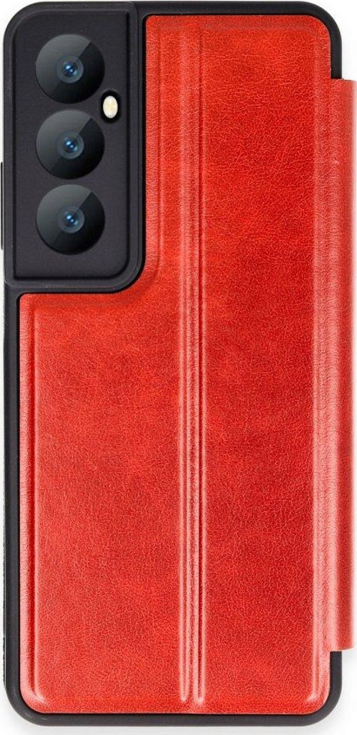 Realme C65 Kılıf Yatay Standlı Kartlıklı içi Silikon Dışı Deri Kapaklı Flip Cover Kapak