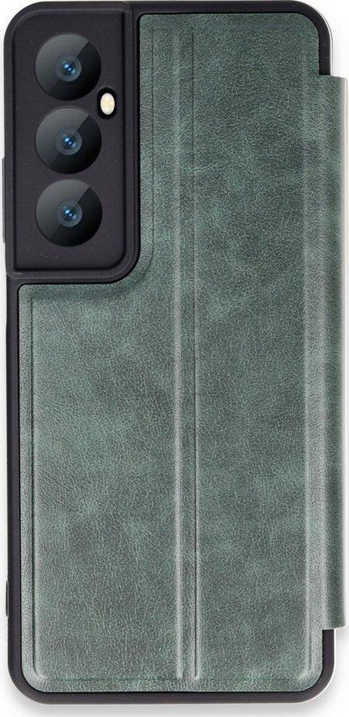 Realme C65 Kılıf Yatay Standlı Kartlıklı içi Silikon Dışı Deri Kapaklı Flip Cover Kapak