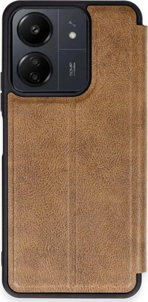 Xiaomi Poco C65 Kılıf Yatay Standlı Kartlıklı içi Silikon Dışı Deri Kapaklı Flip Cover Kapak