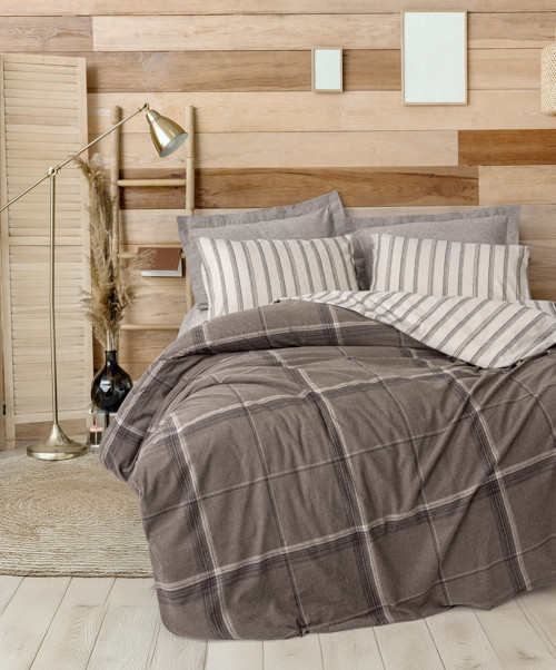 Warm Flanel Tek Kişilik Nevresim Takımı Caldo Kahve