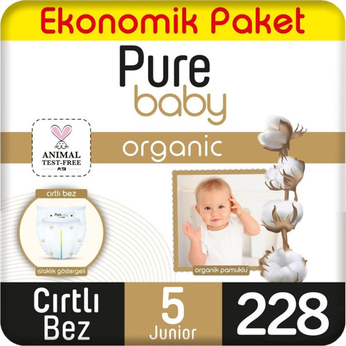 Organik Bebek Bezi Ekonomik Paket 5 Beden 76x3 228 Adet