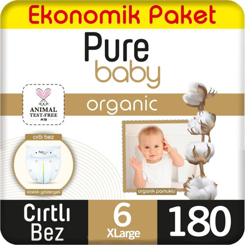 Organik Bebek Bezi Ekonomik Paket 6 Beden 60x3 180 Adet