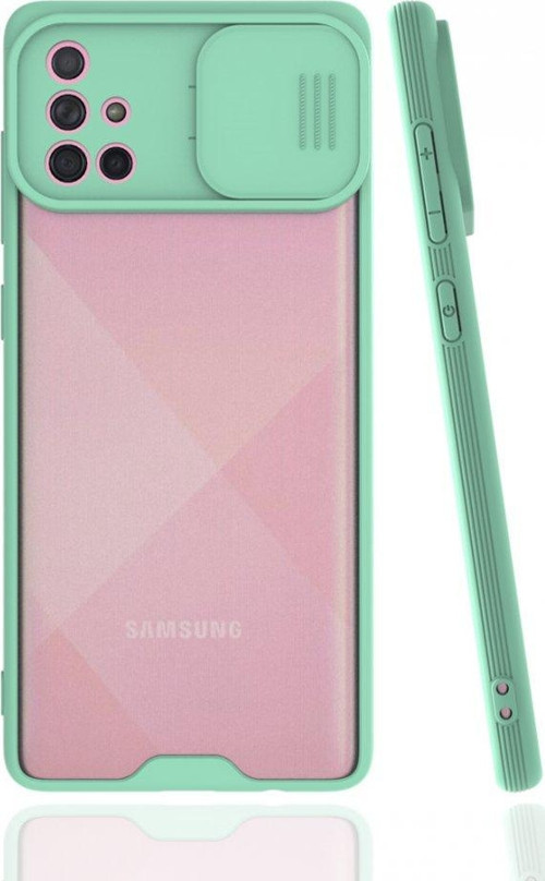 Samsung Galaxy A71 Kılıf Darbelere Dayanıklı Kamera Koruma Sürgülü Platin Kapak