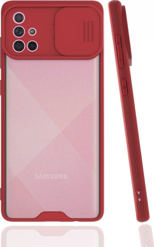 Samsung Galaxy A71 Kılıf Darbelere Dayanıklı Kamera Koruma Sürgülü Platin Kapak