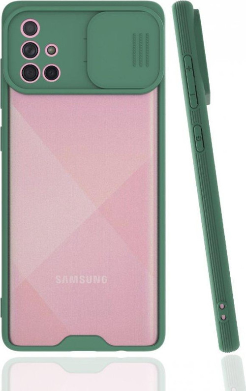 Samsung Galaxy A71 Kılıf Darbelere Dayanıklı Kamera Koruma Sürgülü Platin Kapak