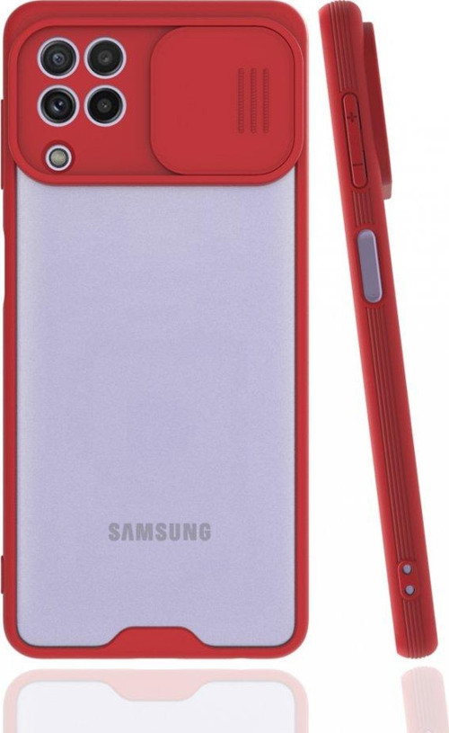 Samsung Galaxy M22 Kılıf Darbelere Dayanıklı Kamera Koruma Sürgülü Platin Kapak