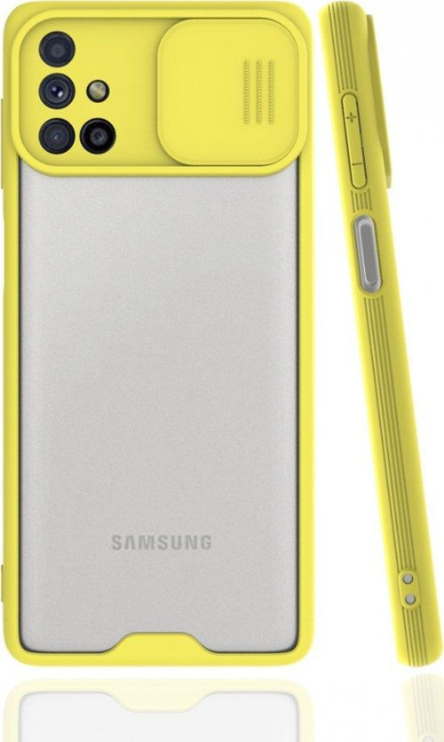 Samsung Galaxy M31S Kılıf Darbelere Dayanıklı Kamera Koruma Sürgülü Platin Kapak