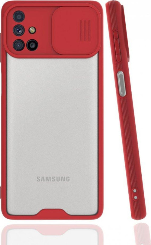 Samsung Galaxy M31S Kılıf Darbelere Dayanıklı Kamera Koruma Sürgülü Platin Kapak