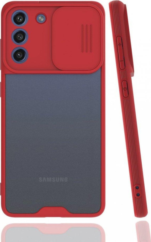 Samsung Galaxy S21 FE Kılıf Darbelere Dayanıklı Kamera Koruma Sürgülü Platin Kapak
