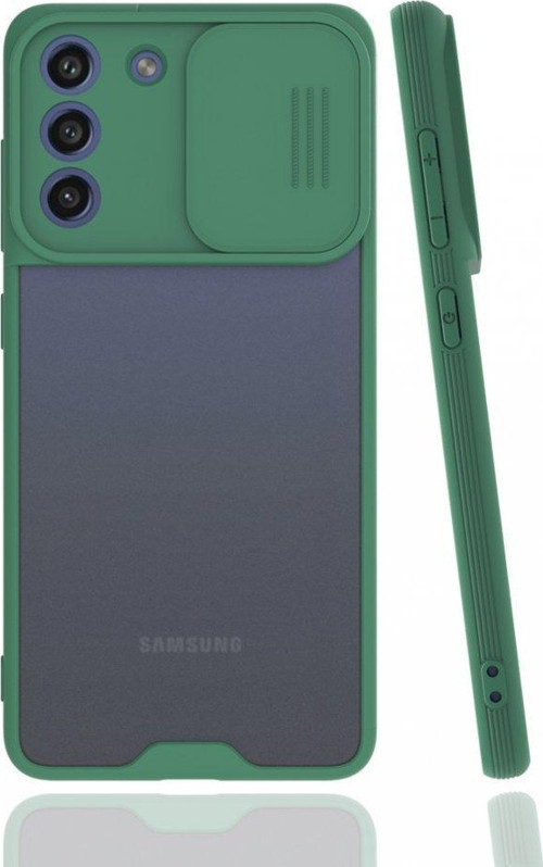 Samsung Galaxy S21 FE Kılıf Darbelere Dayanıklı Kamera Koruma Sürgülü Platin Kapak
