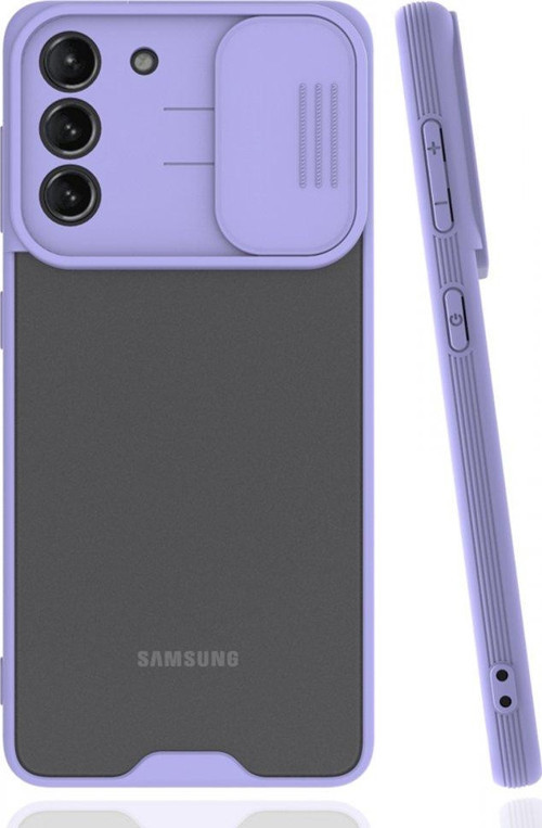 Samsung Galaxy S21 Plus Kılıf Darbelere Dayanıklı Kamera Koruma Sürgülü Platin Kapak