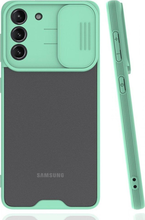 Samsung Galaxy S21 Plus Kılıf Darbelere Dayanıklı Kamera Koruma Sürgülü Platin Kapak