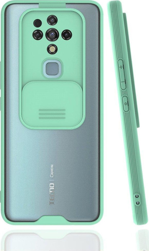 Tecno Camon 16 Kılıf Darbelere Dayanıklı Kamera Koruma Sürgülü Platin Kapak