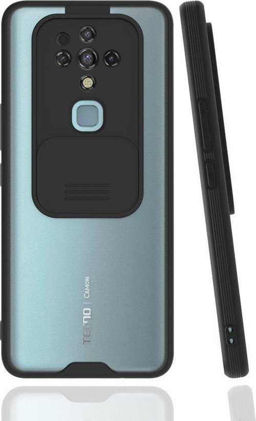 Tecno Camon 16 Kılıf Darbelere Dayanıklı Kamera Koruma Sürgülü Platin Kapak