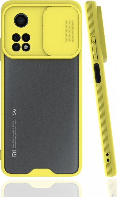 Xiaomi Mi 10T Kılıf Darbelere Dayanıklı Kamera Koruma Sürgülü Platin Kapak