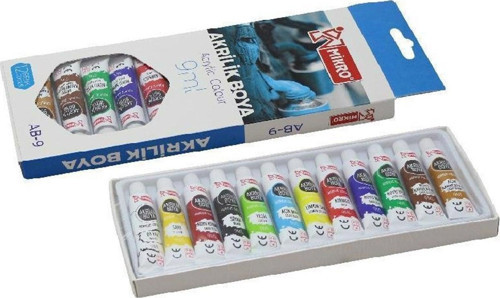 Akrilik Boya Tüp 9 ML 12 Renk AB-09