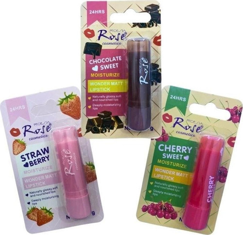 Yoğun Etkili Dudak Koruyucu Nemlendirici Balm Kiraz Çilek Çikolata (3lü Set)