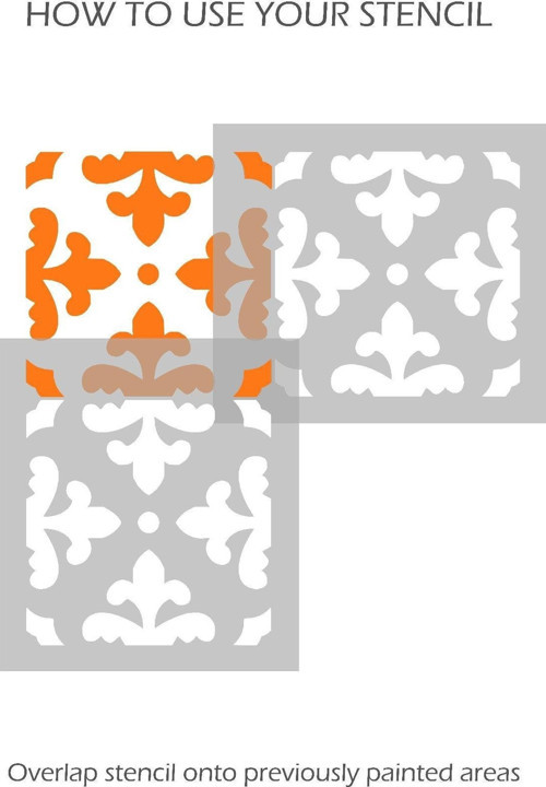 Damask Karo Stencil Boyama şablonu 30x30 cm, Duvar Stencil, Fayans Stencil, Mobilya Stencil
