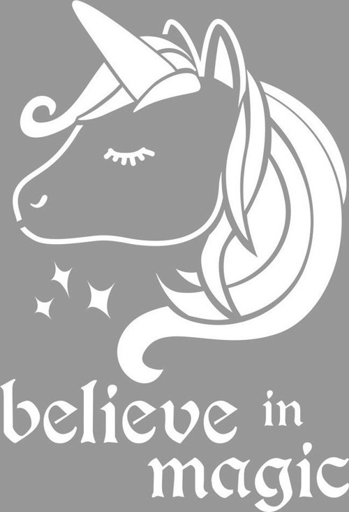 Believe In Magic Stencil Boyama şablonu 30x30 cm, Duvar Stencil, Fayans Stencil, Mobilya Stencil