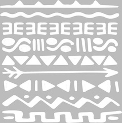 Yerliler Deseni Stencil Boyama şablonu 30x30 cm, Duvar Stencil, Fayans Stencil, Mobilya Stencil