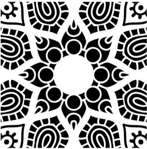 Yıldız Mandala Stencil Boyama şablonu 30x30 cm, Duvar Stencil, Fayans Stencil, Mobilya Stencil