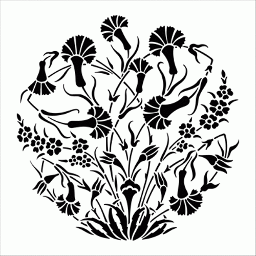 Yuvarlak Çini 3 Stencil Boyama şablonu 30x30 cm, Duvar Stencil, Fayans Stencil, Mobilya Stencil