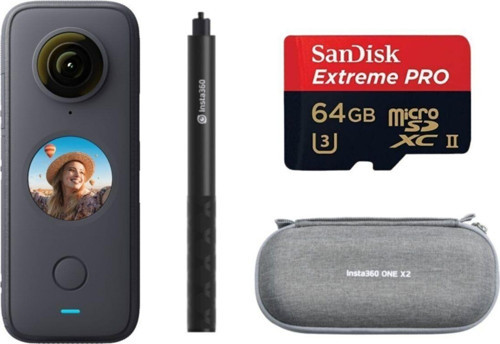 360 One X2 Aksiyon Kamerası - Görünmez Selfie Stick - Carry Case - Sandisk 64 Gb Microsd Pro