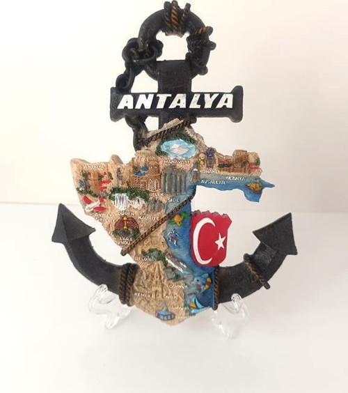 Biblo Çapa Ayaklı Biblo Obje Antalya Turizm Bayrak Gezi Tatil Masa Duvar Süsü