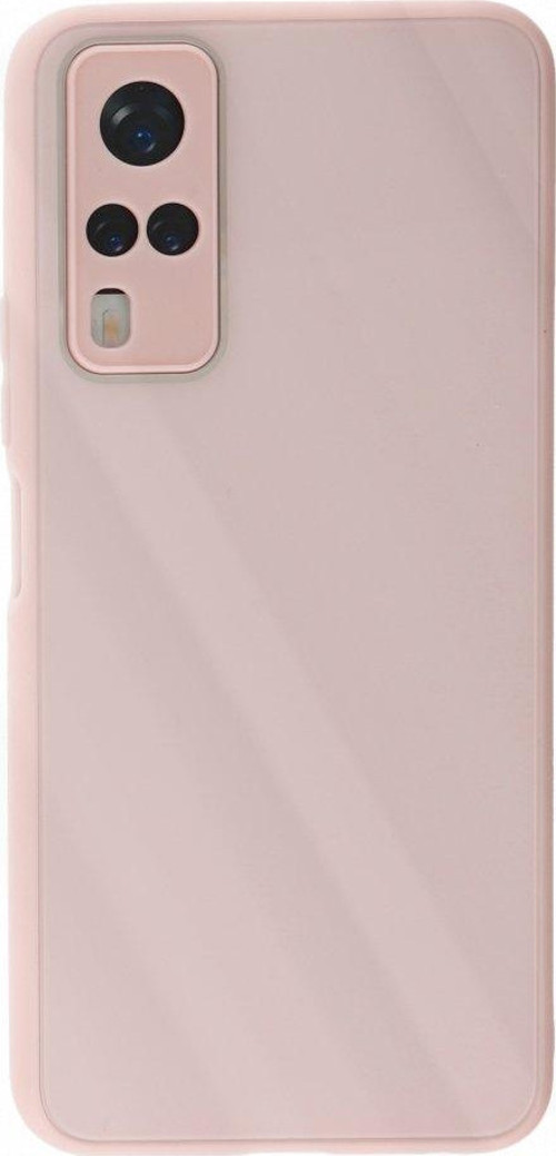 Vivo Y31 2021 Kılıf Kamera Korumalı Arkası 9H Temperli Cam Yüzey Soft Tasarım Glass Kapak