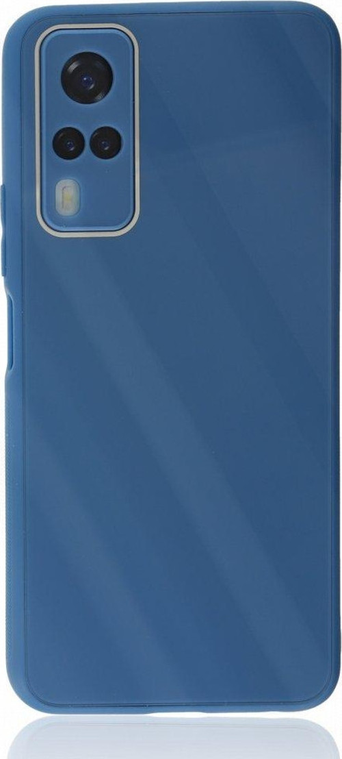 Vivo Y31 2021 Kılıf Kamera Korumalı Arkası 9H Temperli Cam Yüzey Soft Tasarım Glass Kapak