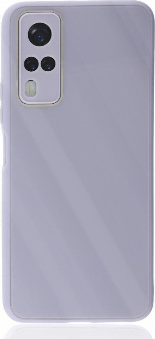 Vivo Y51 Kılıf Kamera Korumalı Arkası 9H Temperli Cam Yüzey Soft Tasarım Glass Kapak